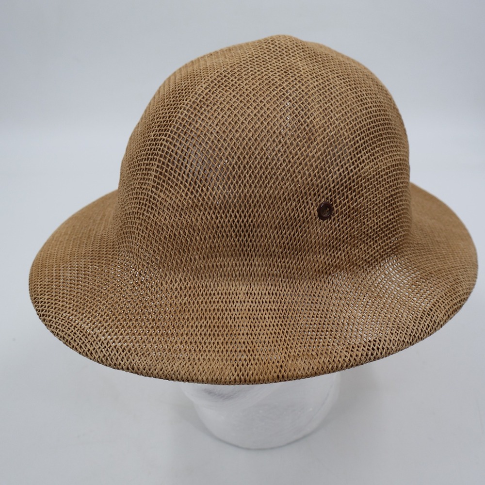 Brookstone Pith Helmet Mens OSFM Tan Mesh Safari Hat Made in USA Explorercore‎